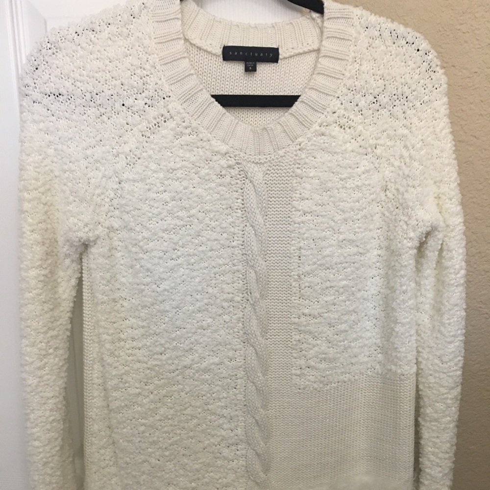 Cream Sanctuary Sweater, Cable Pattern, Small.
