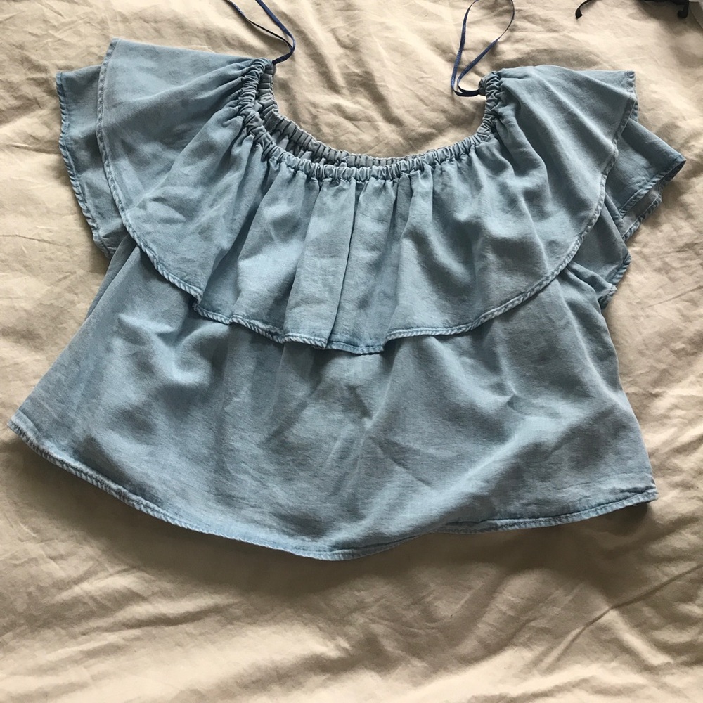 Off shoulder denim blouse