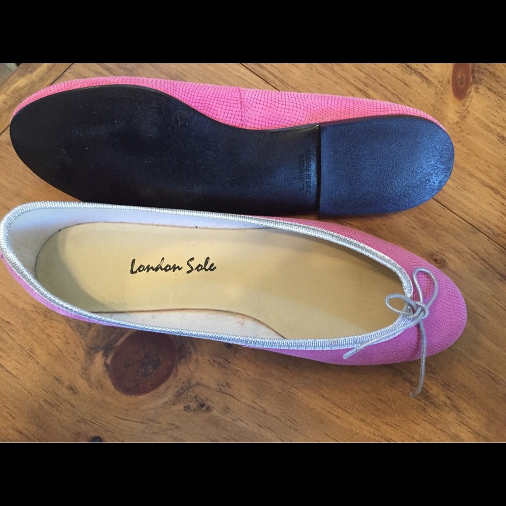 London Sole Piroutte Flats Size 37 Pink and Silver