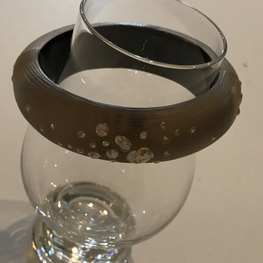 Crystal studded champagne color hinged bracelet