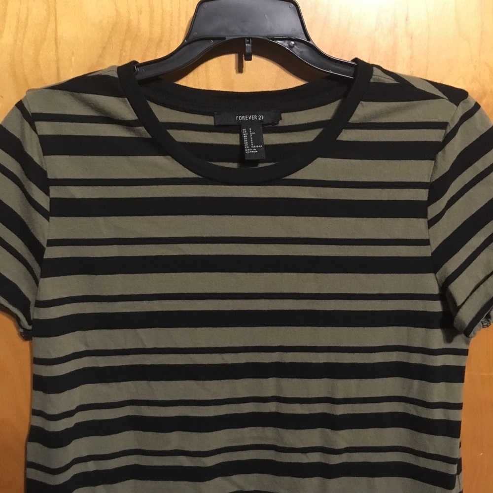 NWOT Green and Black Striped T-Shirt Dress