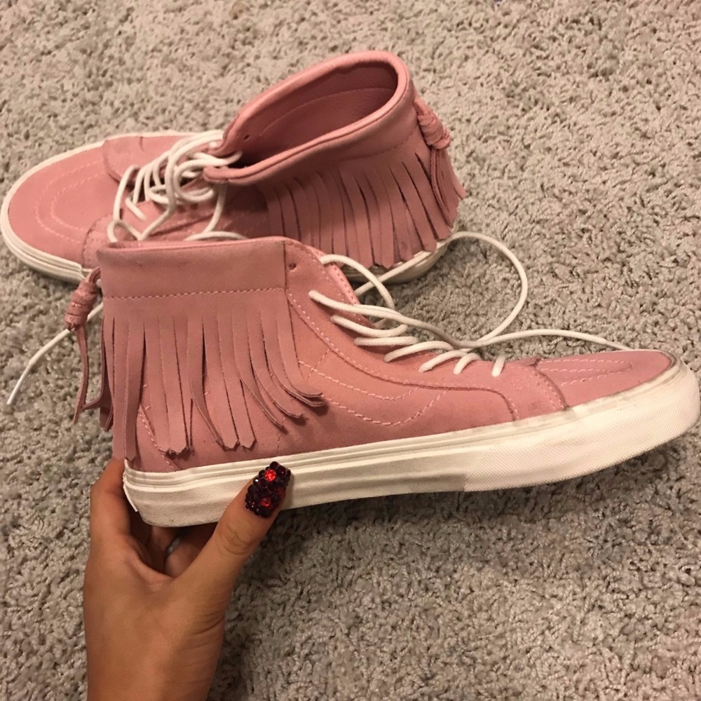 pink fringe vans. size 8.5 women's.