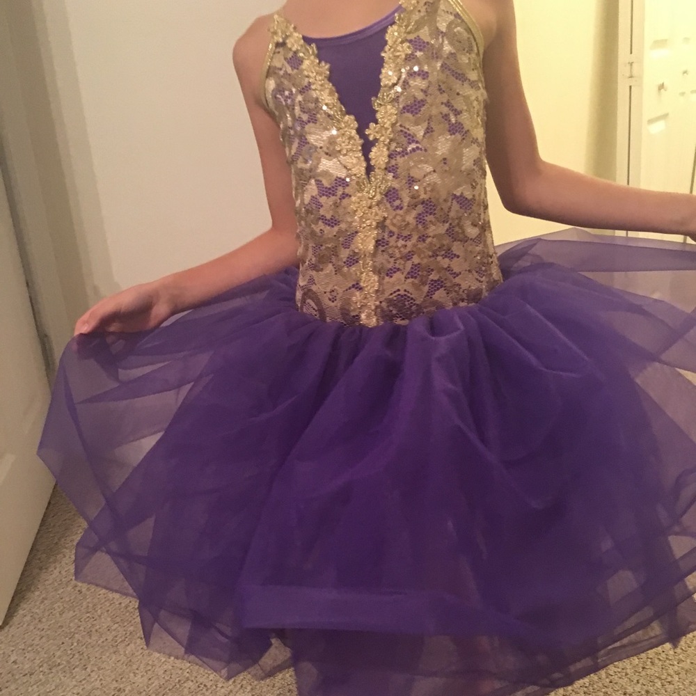 Purple and gold ballet dress