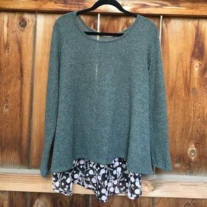 Sweater with sheer floral print back