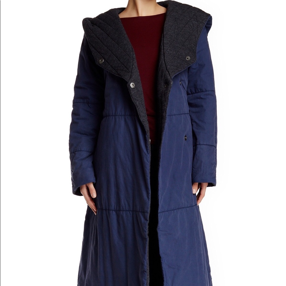 Free People Poplin Hooded Blanket Coat
