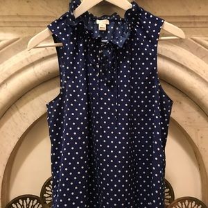J. Crew sleeveless blouse (blue with polka dots)