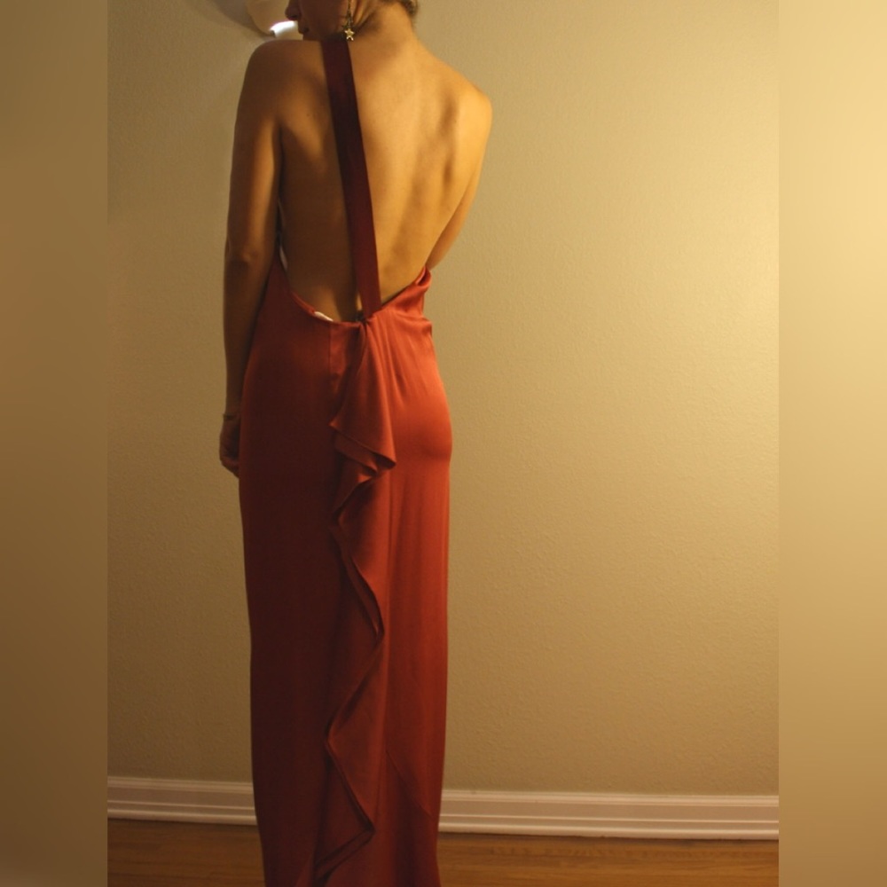 Rachel Zoe Sandy Cinnamon one shoulder gown
