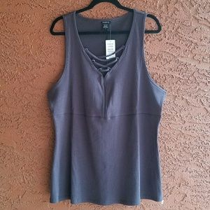 Rib Lace Up Baby Doll Tank Top