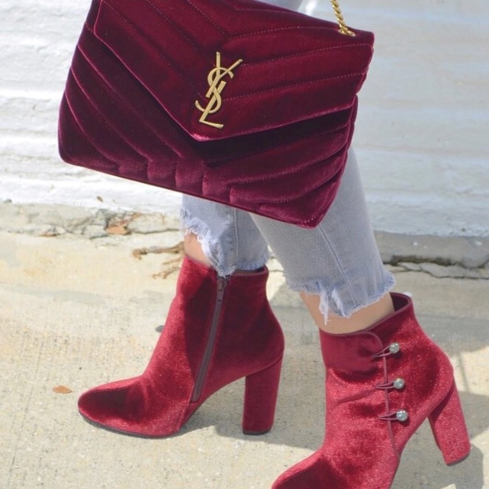 Red velvet boots