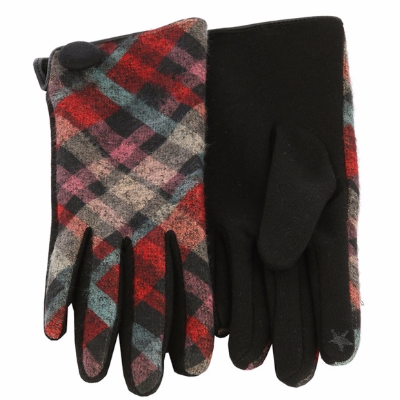 Happy Organics Boutique Accessories - Fleece Lined Multi checkered touchscreen gloves