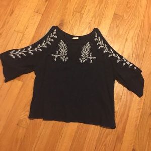 Navy blue off shoulder top