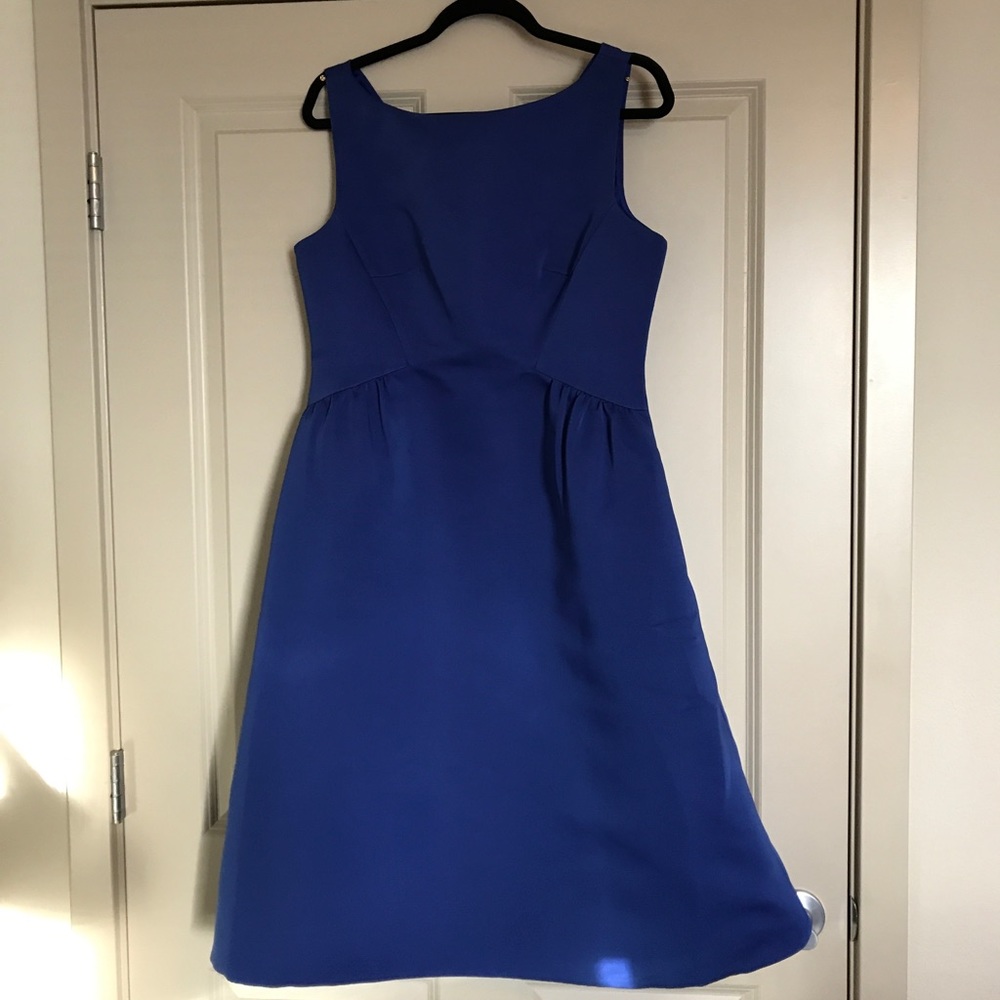 Kate Spade structured v-back dress in cobalt blue