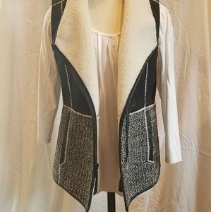 Tahari Leather Wool Fleece Vest (S/M)