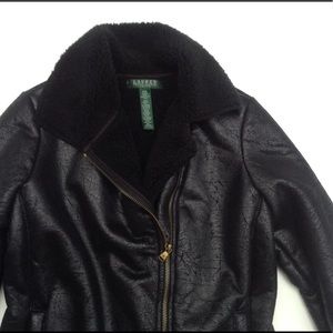 ralph lauren faux shearling moto jacket