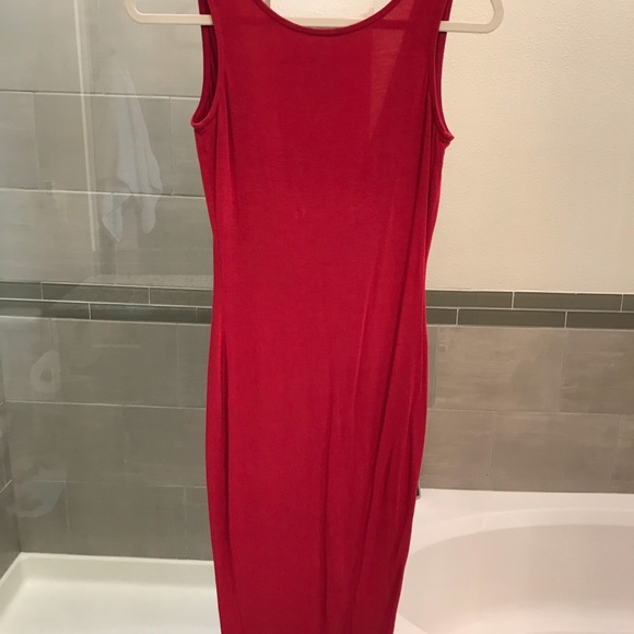 Red Midi Dress w/ Back Drape - Picture 3 of 3