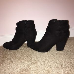 Black faux suede booties