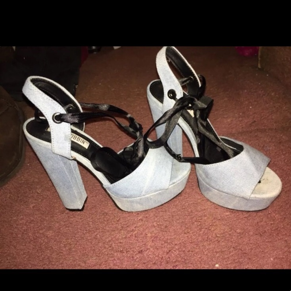 Denim heels
