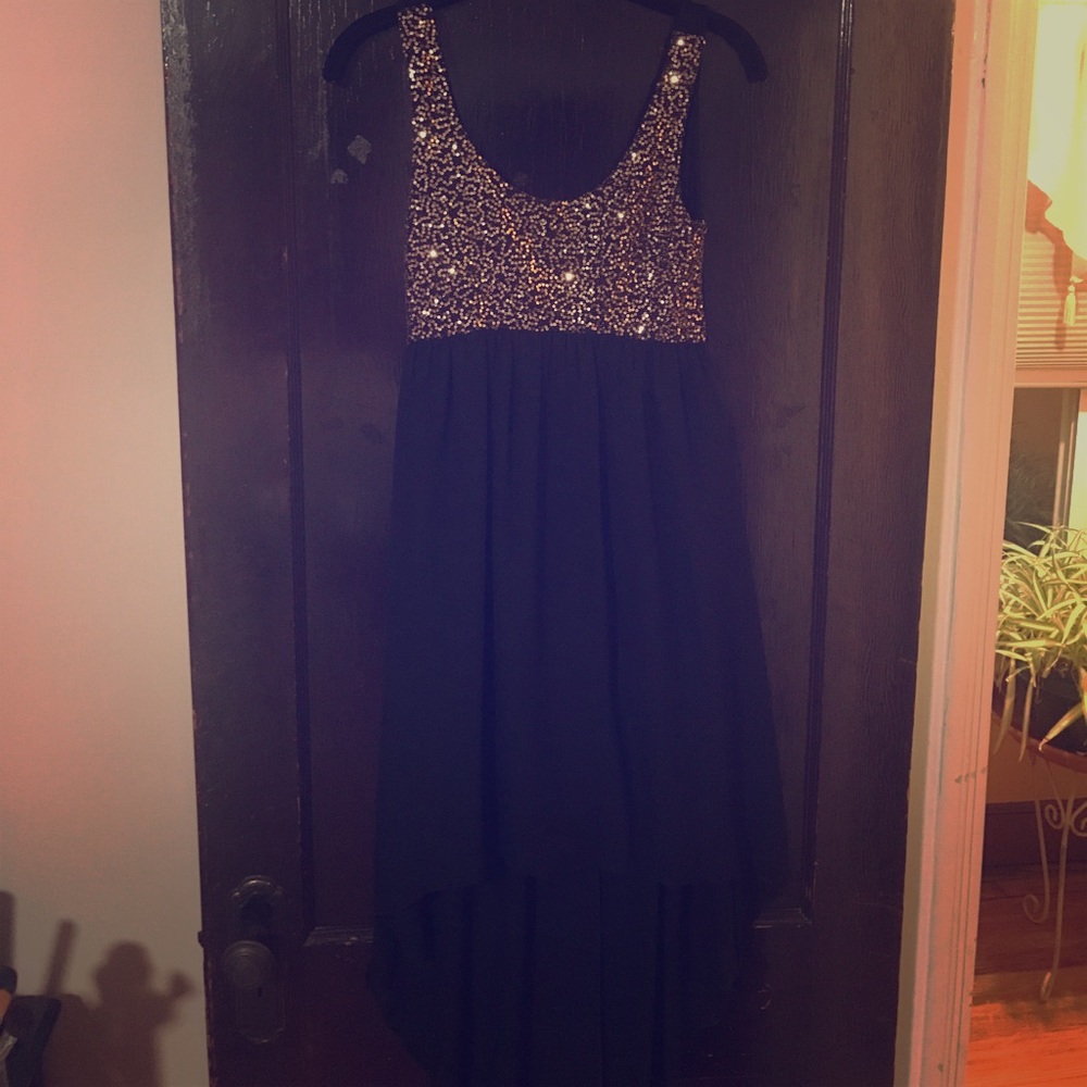 Black high-low dress