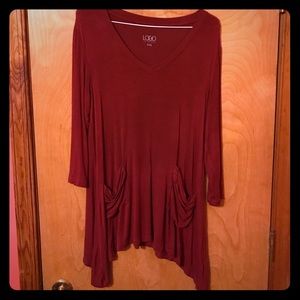 Lori Goldstein Burgundy Tunic Shirt