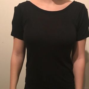 Low Back Black Tee