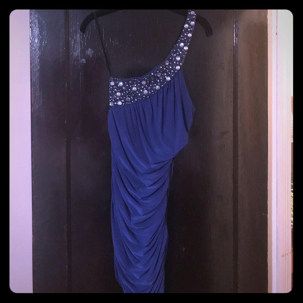 Blue one shoulder dress