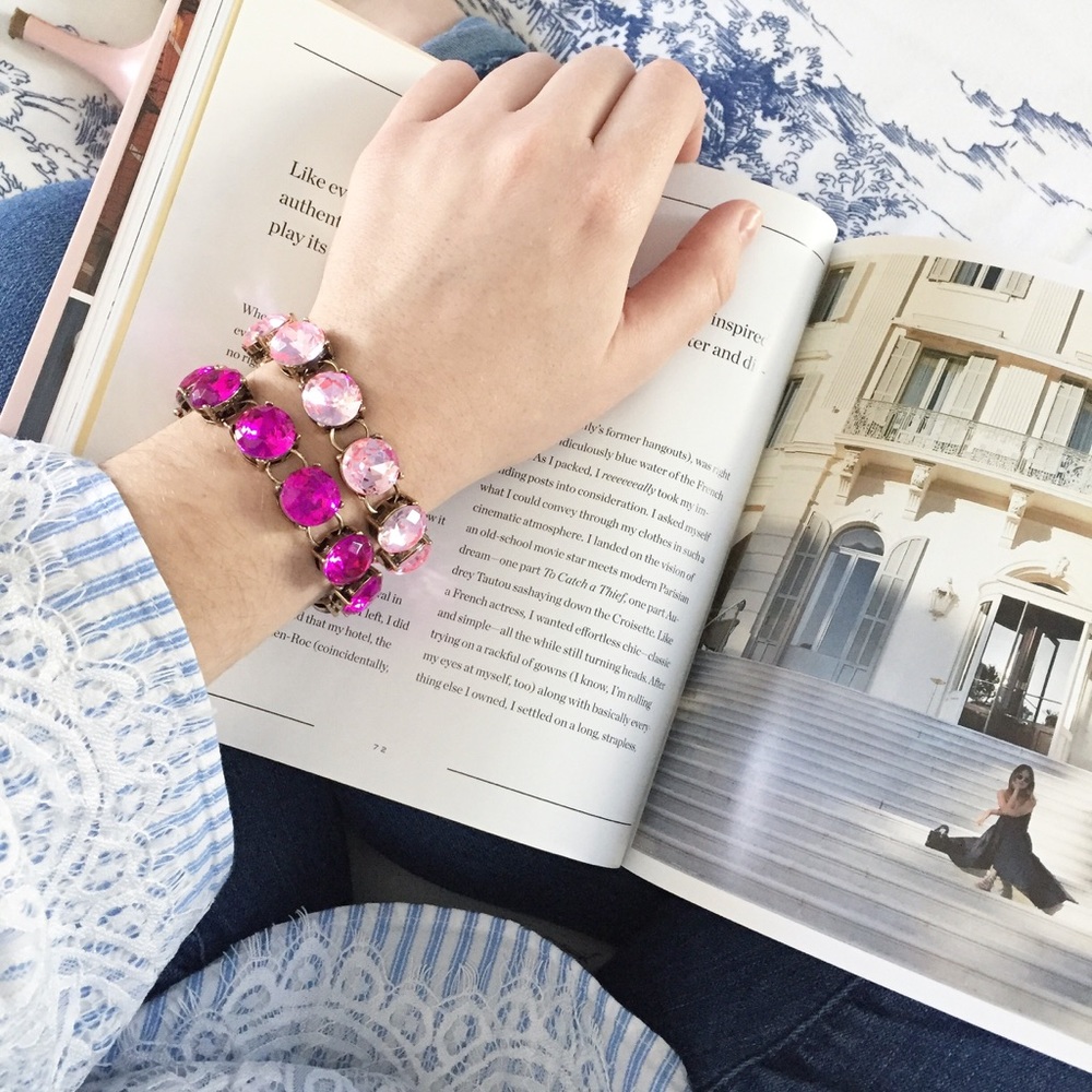 "Carrie" Bracelet || Magenta Crystal Statement - Picture 6 of 9