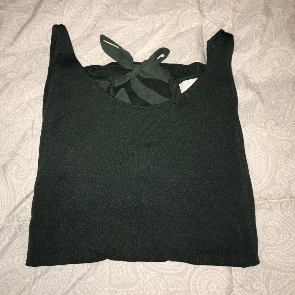 Olive green tank with an open back that ties!
