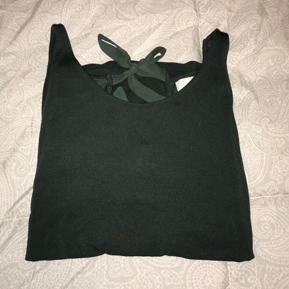 Olive green tank with an open back that ties! - Picture 1 of 3