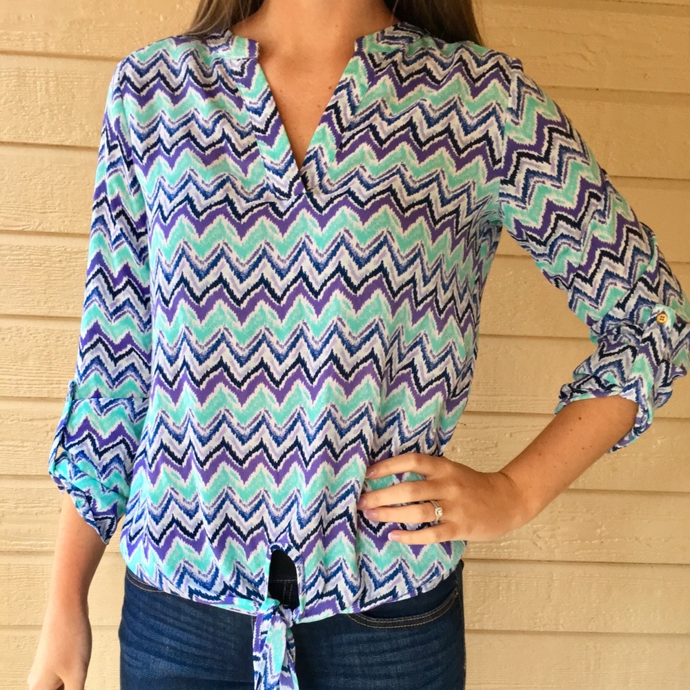 Small New Directions Chevron Tie Blouse