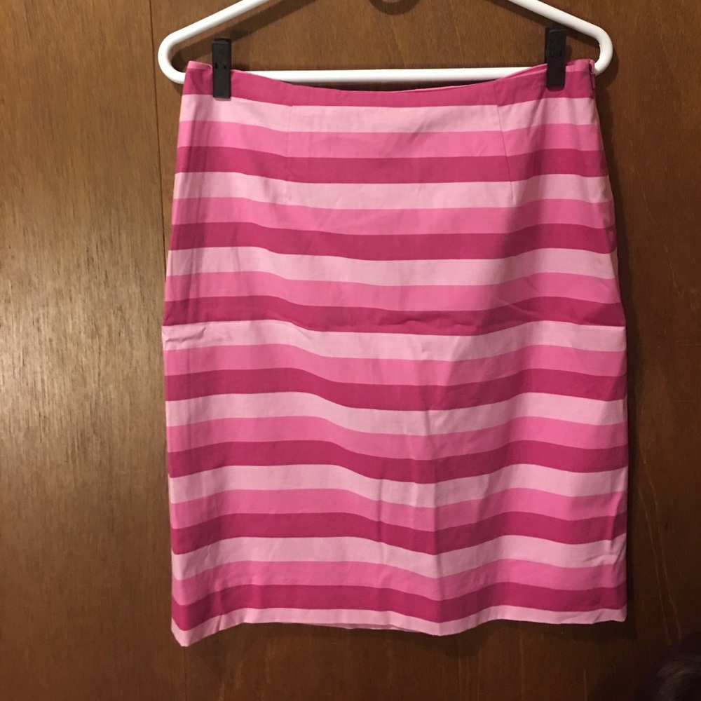 Pink striped pencil skirt