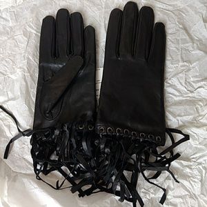 BCBG Max Azria Black Leather Gloves size S
