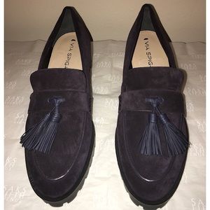 Via Spiga Purple Suede Giada Platform Loafers
