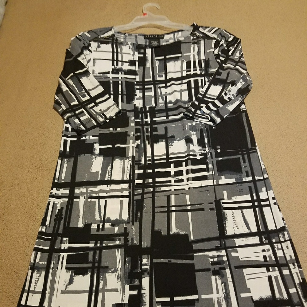 Black, white and gray dress