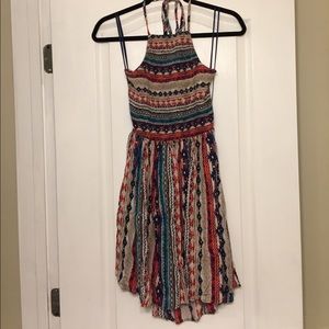 Aztec print backless dress