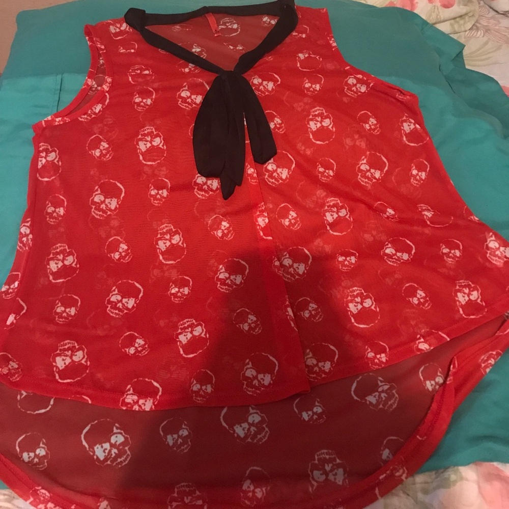 Red skull blouse