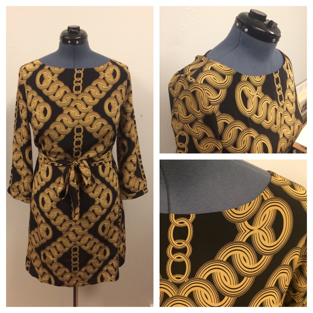 BETH BOWLEY 🔗 From Anthropologie - Chain Motif Silk Dress - Size L