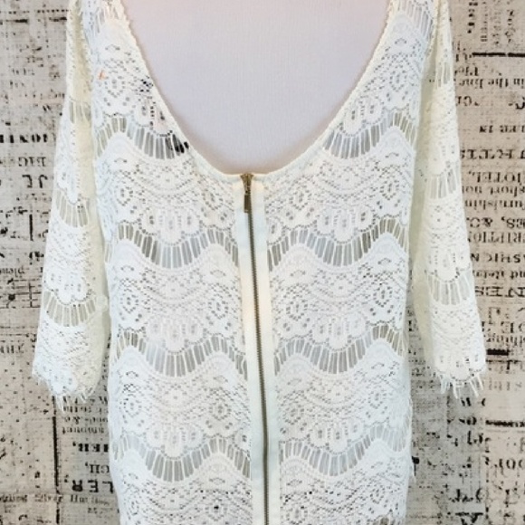 Zara TRF Art Deco Lace Zipper back Top Blouse - Picture 2 of 3