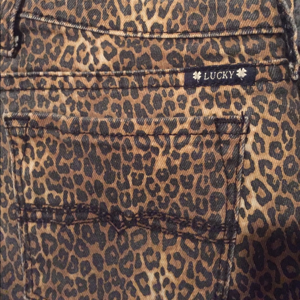 Cheetah print skinny jeans. Lucky brand