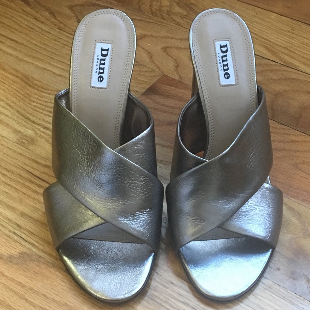 DUNE London "MARTEY" Metallic 
Cross Strap Mule