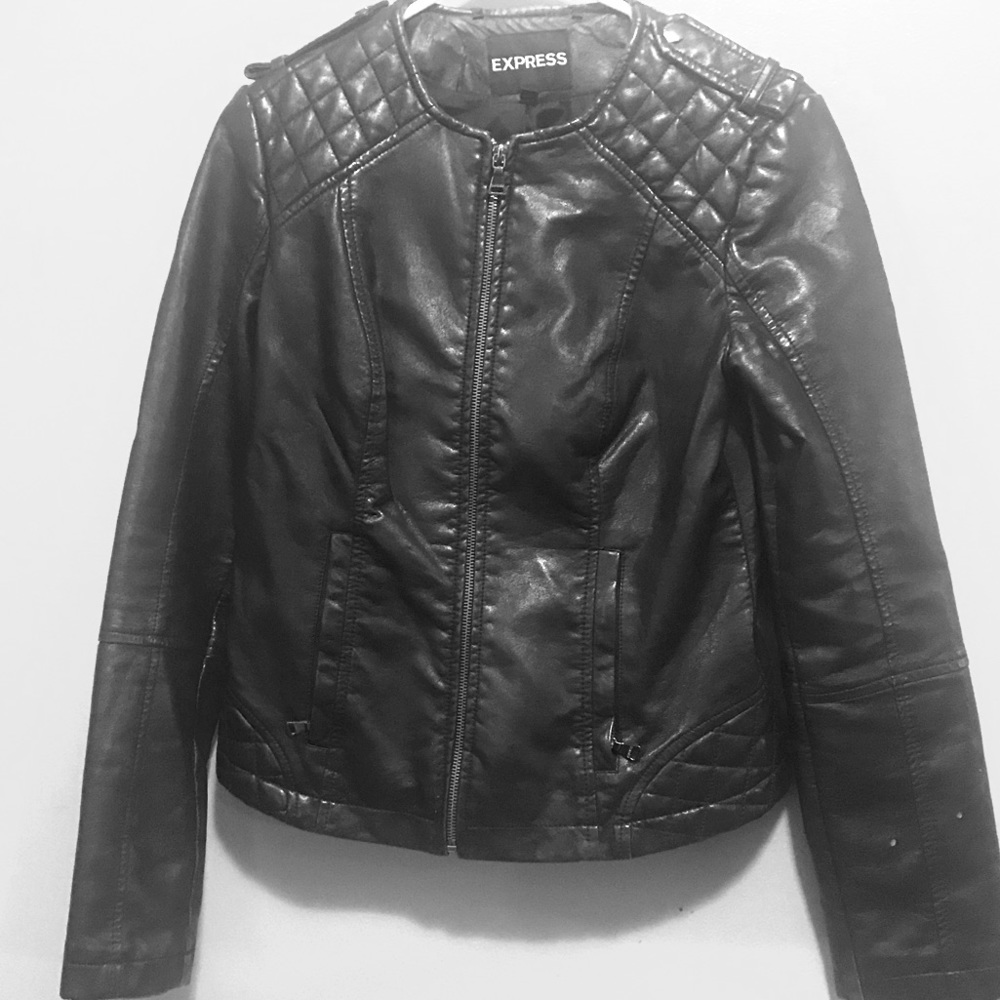 Express Leather Jacket with quilted detail.