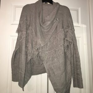 Cato Medium Gray Fringe Long Sleeve Sweater