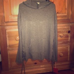 Mossimo heather olivd side lace-up hoodie