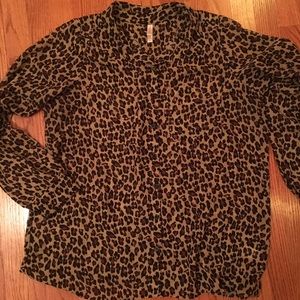 Button down leopard print blouse