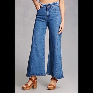 Forever21 Frayed Wide-Leg Jeans