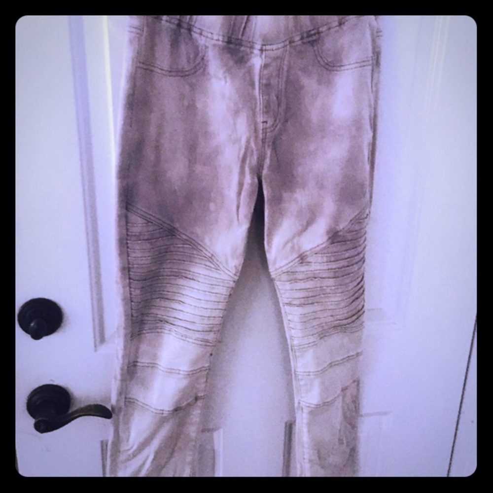 Moto Leggings Grey Tie Dye/Splatter Size Small
