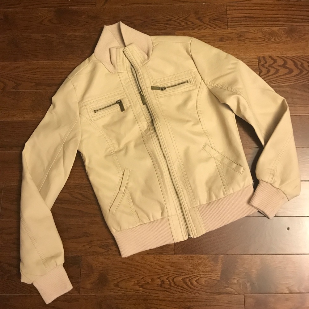 Tan faux leather zippered jacket Charlotte Russe