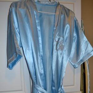 Blue Silk Robe - Monogram A