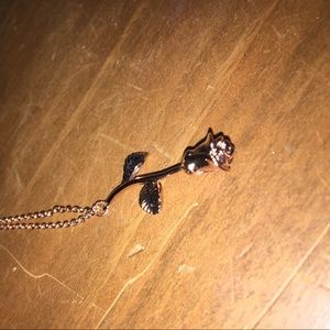 Rose gold rose necklace