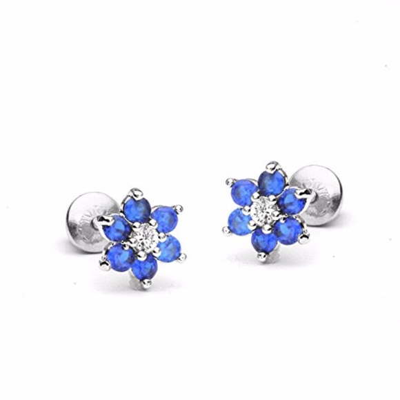 Other - 14k Gold Plated Blue Flower Baby Girls Earrings!.
