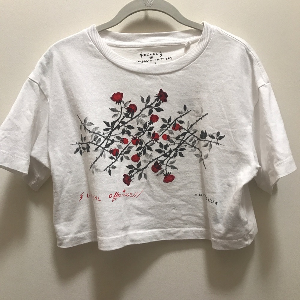 White Floral Crop Top